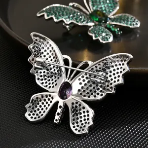 Broche papillon pour femme zircon scintillant épingle insecte veste cardigan accessoire bijoux