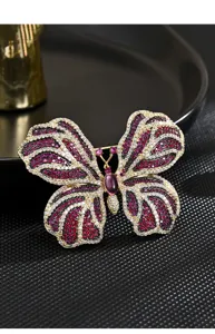 Superbe broche papillon, strass zircon vintage luxe épingle de revers pour manteau femme.