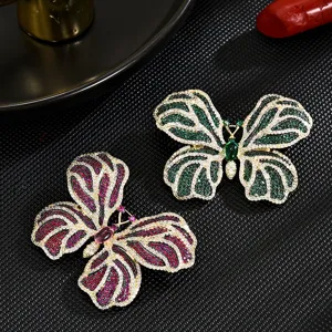 Broche Papillon Vintage Palais Luxe Épingle Cuivre Incrusté Strass Élégant Manteau Costume Bijou Cadeau Pour Femmes
