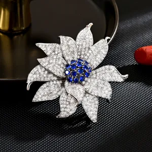 Luxury Sunflower Brooch Exquisite Zirconia Inlaid Copper Flower Lapel Pin High-End Suit Jacket Corsage For Women Jewelry