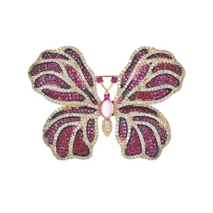 Broche papillon de style cour luxueuse pour femmes, élégante épingle manteau zircon complet.