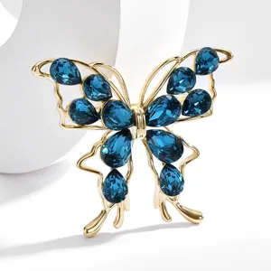 Luxury Copper Zirconia Butterfly Brooch Elegant Animal Design Rhinestone Pin Women Fashion Jewelry Clothing Accessory