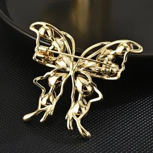 Gold butterfly brooch back view elegant metal corsage pin fashion jewelry accessory