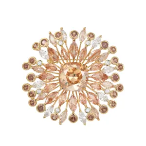 Vintage Sternenblumen Brosche Kristall goldfarben Luxus Mode Statement Schmuck für Damen