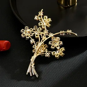 Exquisite Sonnenblumen Blumenstrauß Brosche, stilvolle metallische Blumen Anstecknadel für Damen.