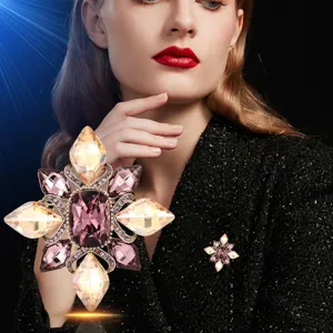 Luxus Österreichische Kristall Blume Brosche Vintage Hof Stil Glänzende Strass Schmuck