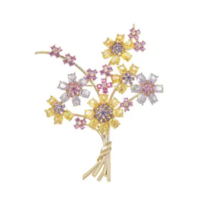 Sonnenblumen Gänseblümchen Blumenstrauß Brosche für Damen, eleganter Kristall Kragen Nadel Schmuck.