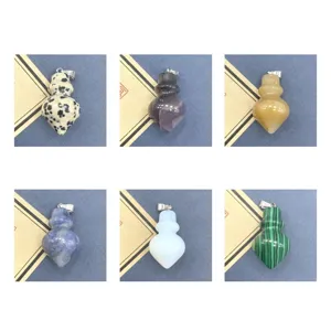 Natural stone gourd shape pendant colorful crystal agate DIY jewelry accessories detail view