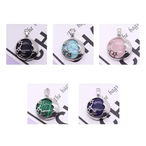 Mini ciondolo stella luna in lega e pietra semi-preziosa per collana fai da te gioielli.