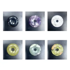 Naturstein Donut Anhänger Verschiedene Farben Sicherheitschnalle DIY Schmuck Accessoires