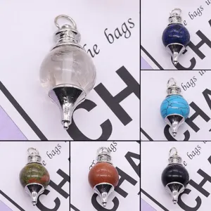 Natural Stone Pendulum Pendant Necklace Accessory Dowsing Crystal Healing Point Hexagonal Cone Charm DIY Jewelry Making