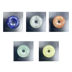 Naturstein runder Donut Anhänger DIY Kristall Achat Edelstein Schmuck Zubehör Set