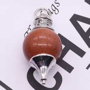Natural goldstone pendulum pendant necklace vintage crystal dowsing amulet jewelry accessory