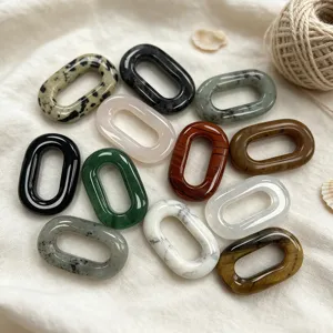 Naturstein ovale Ringe DIY Schmuck Anhänger Verbinder für handgemachte Halsketten Armbänder