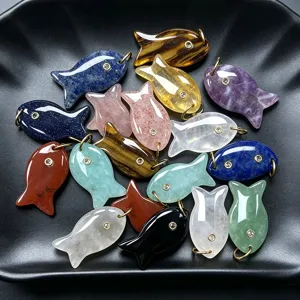 Natuursteen vis hanger kristal edelsteen DIY sieraden accessoires schattig dier