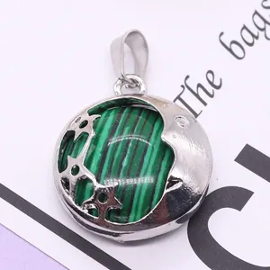Ciondolo mini in lega stella luna pietra semi-preziosa malachite accessorio per gioielli fai da te
