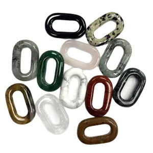 Naturstein ovale Ringe große Loch Edelstein Perlen für DIY Schmuck Halsketten Zubehör
