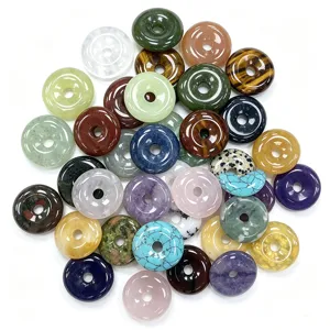 Naturstein Donut Anhänger Edelstein Kristall Achat Kreise DIY Schmuck Zubehör Großhändel Set