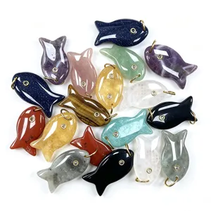 Natuursteen kristal vis hanger met zirkonia oog voor DIY sieraden accessoires maken.