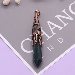 Antik-Bronze Naturstein Sechseck Kristall Anhänger Halskette Schmuck Yoga Energie