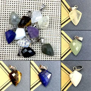 Natural Stone Faceted Triangle Arrow Pendant Crystal Raw Stone Charm DIY Jewelry Making Accessories For Necklaces Bracelets