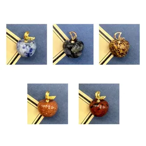 Naturstein Apfel Anhänger Kristall Achat DIY Schmuck Zubehör für festliche Geschenke