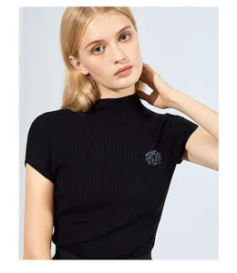 Élégante broche fleur en cristal bleu pour femme, élégante épingle strass pour costume.