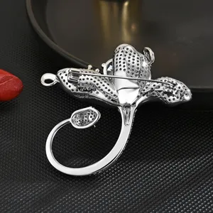 Exquisite full zircon crystal brooch pin, elegant design accessory for women apparel.