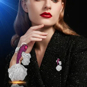 Luxury ruby and diamond koi fish brooch pin set for women elegant suit coat accessory