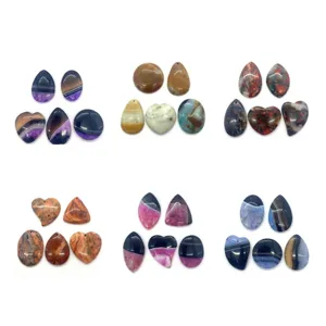 Natürlicher Achat Anhänger Set, verschiedene Formen Tropfen Herz für DIY Halskette Schmuck.