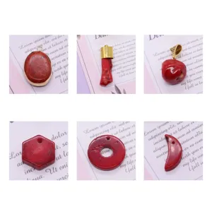 Synthetic red coral irregular pendant loose beads for DIY jewelry making accessories
