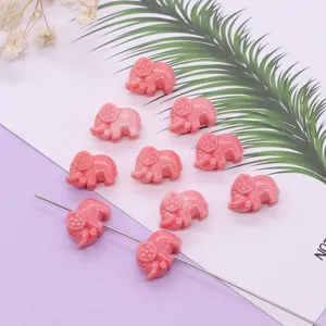 Roze hars olifant lose perlen voor DIY sieraden maken, schattige snijwerk dieren kralen.