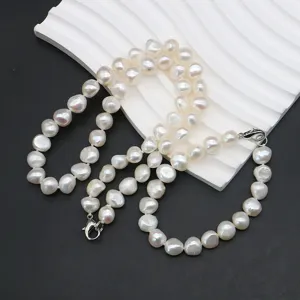 Collana di perle d'acqua dolce naturali elegante catena clavicola barocca set gioielli