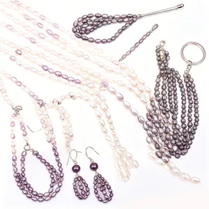 Brins de perles de riz d'eau douce colorées accessoires de fabrication de bijoux DIY