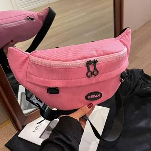 Sac De Poitrine Femme Grande Capacité Tissu Oxford Sac Bandoulière Sac Banane Demi Lune Streetwear Décontracté