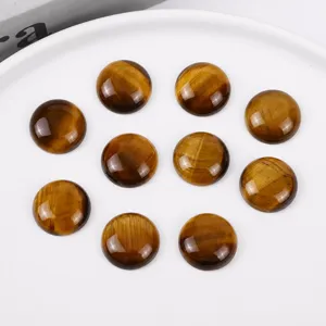 Natürliches Tigerauge Rund Flatback Cabochon Poliert Halbedelstein Für DIY Schmuckherstellung Ring Anhänger Ohrring Zubehör