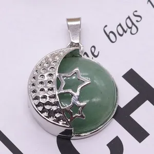 Fashion natural stone star moon pendant crystal gemstone jewelry accessory for DIY necklace.