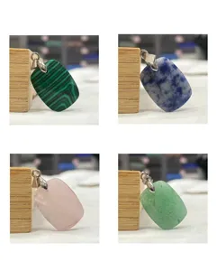 Naturstein rechteckiger Anhänger Kristall Halskette DIY Schmuck Zubehör verschiedene Farben Detail