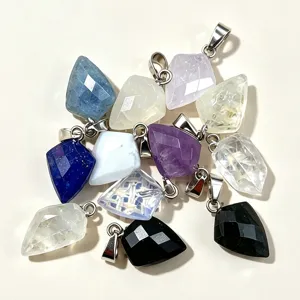Natural stone faceted arrow crystal pendants bulk wholesale for DIY jewelry making accessories