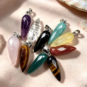 Pierre naturelle facettée pendentif cristal goutte d'eau accessoires de bijoux DIY