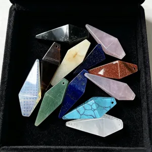 Natural stone 3D diamond pendant sharp cone crystal pendulum DIY jewelry making 10pcs