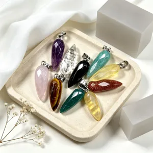 Pendentif en cristal goutte d'eau facetté en pierre naturelle accessoires bijoux DIY