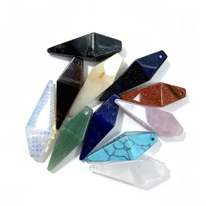 Natural stone multi-color rhombus crystal pendulum pendant for DIY jewelry making.