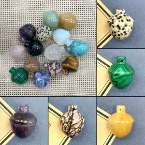 Colgante Solo (Sin Cadena) Piedra Natural Cristal Avellana Piña Forma Agujero Único Pulido Colgante Para Fai Da Te Collar Joyería Accesorios