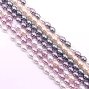 Perles de riz d'imitation colorées pour bijoux DIY, accessoires artisanaux de collier.