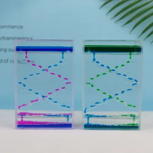 Kreative Flüssige Bewegung Bubbler Öl Leck Flüssigkeit Timer Schreibtisch Spielzeug Kunststoff Acryl Sensorische Stressabbau Flüssigkeit Sanduhr Ornament