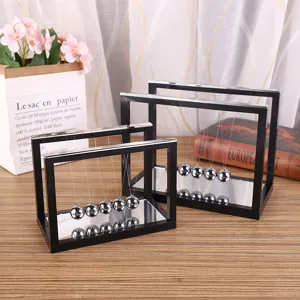 Newton Cradle Balance Balls Mirror Base Metal Physics Science Desktop Ornament Home Office Decor Leisure Gift