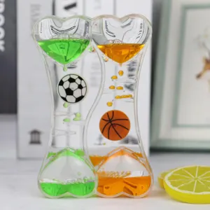 Creative double heart liquid motion bubbler hourglass oil timer desk toy ornament gift.