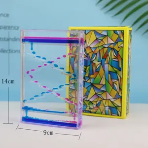 Kreatives quadratisches flüssiges Bewegungsspielzeug Desktop entspannende Ölsanduhr Deko