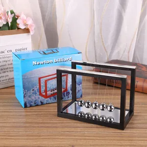 Detailed view of creative mirror Newton cradle balance balls, perfect desktop office decor gift.